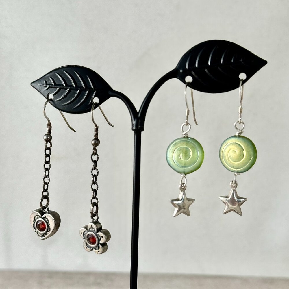 Two pairs of Handmade Earrings with Sterling Earwires
